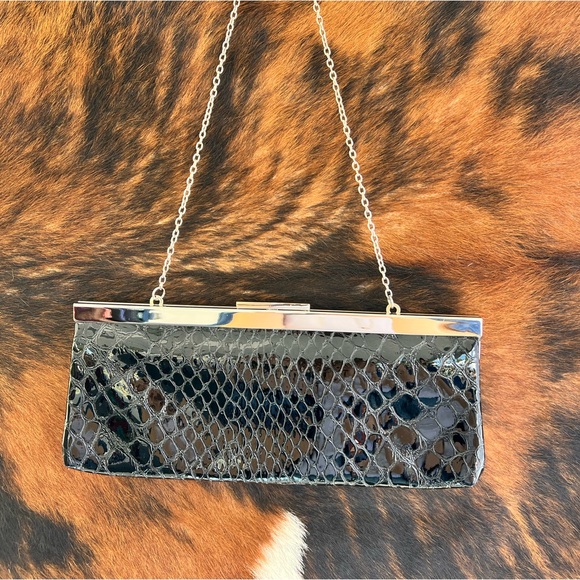 Calvin Klein Handbags - Vintage Calvin Klein Black Snakeskin Clutch